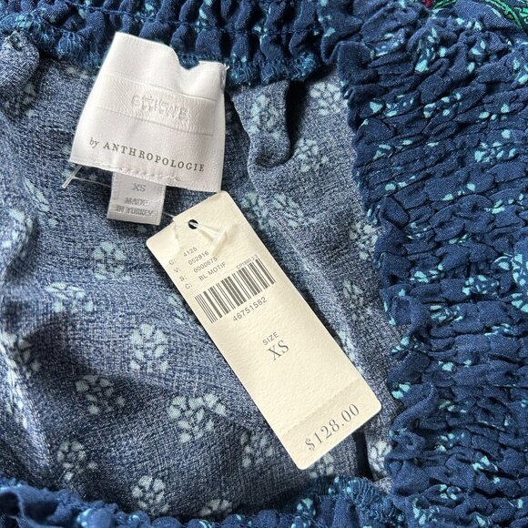 ETT:TWA Anthropologie Womens Navy Purple Floral Printed Paisley Romper XS New - Picture 3 of 8